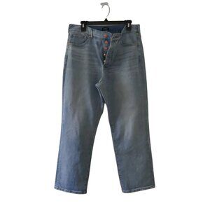 Express High Rise Straight Ankle Jean, Button Up, Size 14 Long